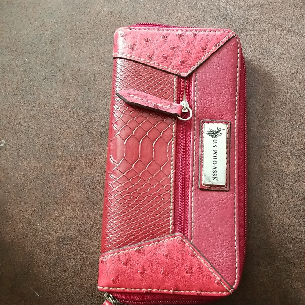 US Polo Ralph Lauren Red Leather wallet EUC